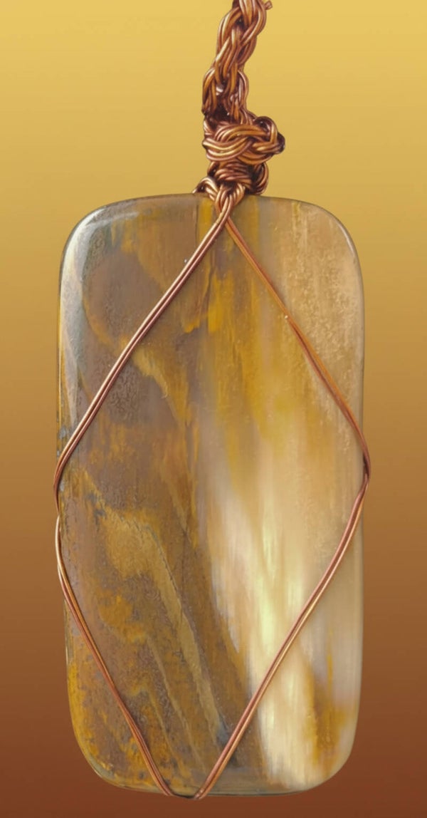 Petrified Wood Pendant-copper