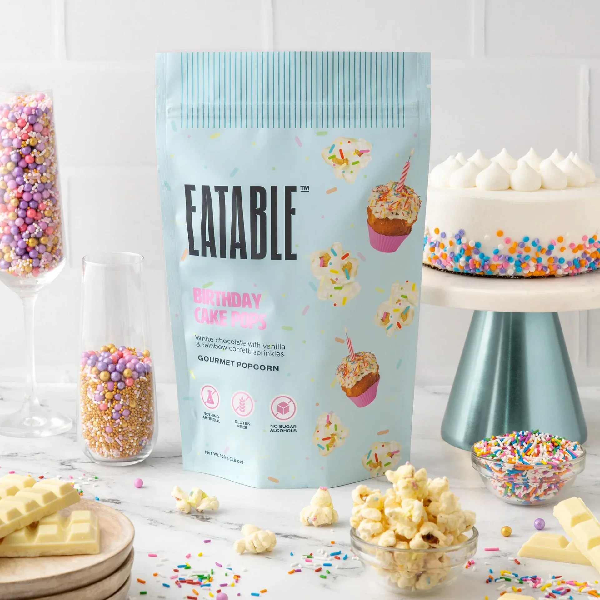 Cake Pops d’anniversaire (125g) - Chocolat blanc au maïs