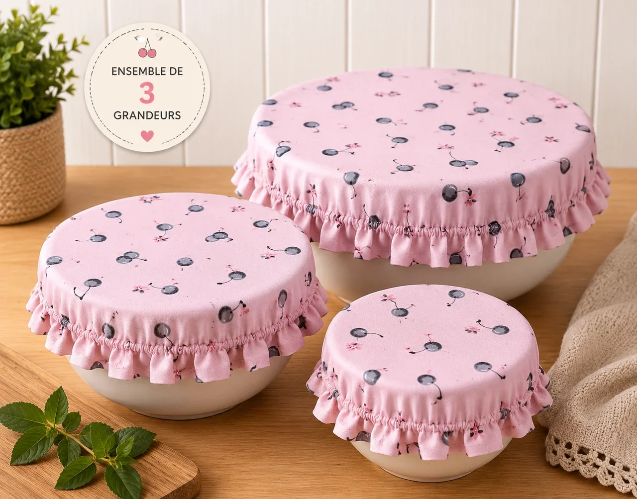 Couvre-bols -  Ensemble de 3 - Cerise