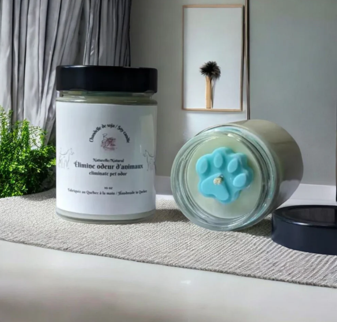 Bougie de soja élimine odeurs d’animaux 10 oz