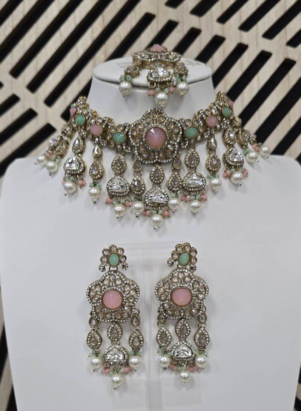 Choker Set Parvati Baby Pink/Mint Green