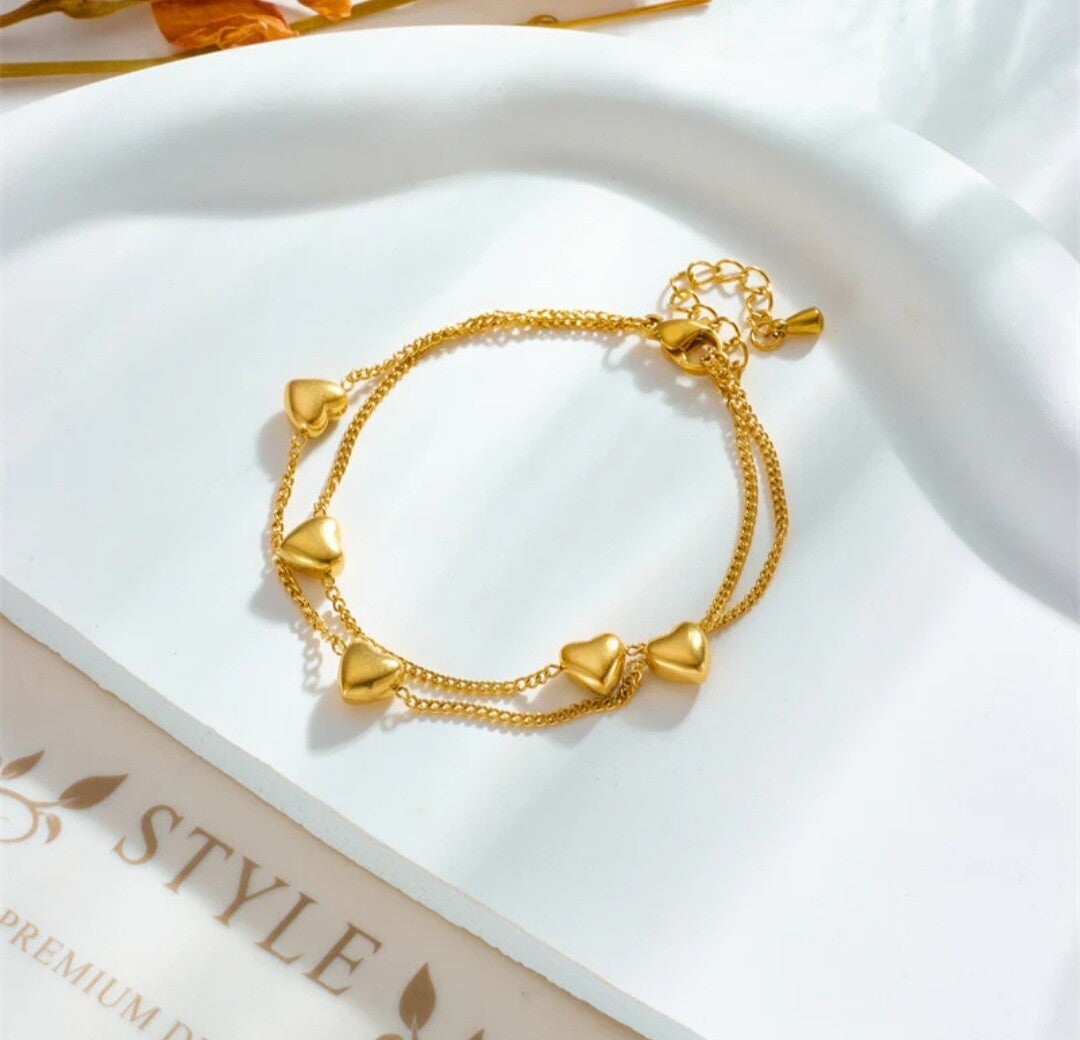 Armband dubbel layerd hearts