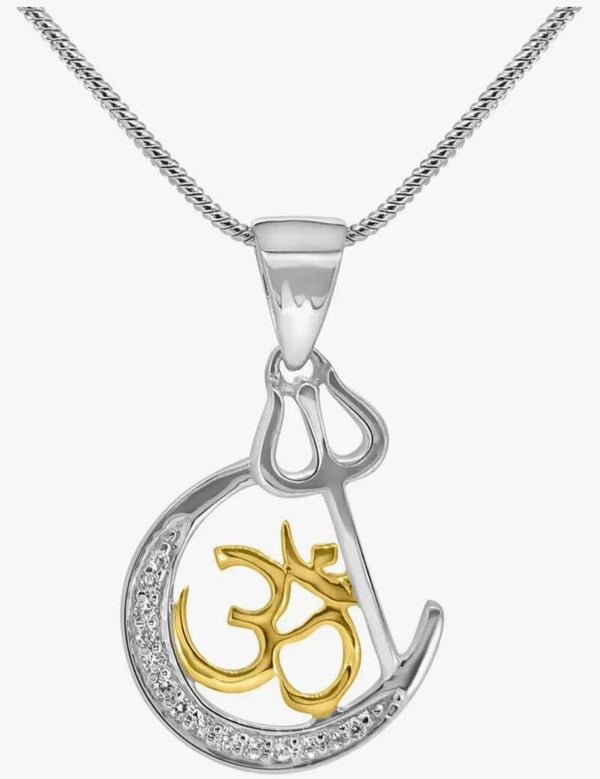 Ohm Trishul Zilver Ketting (Sterling zilver 925)