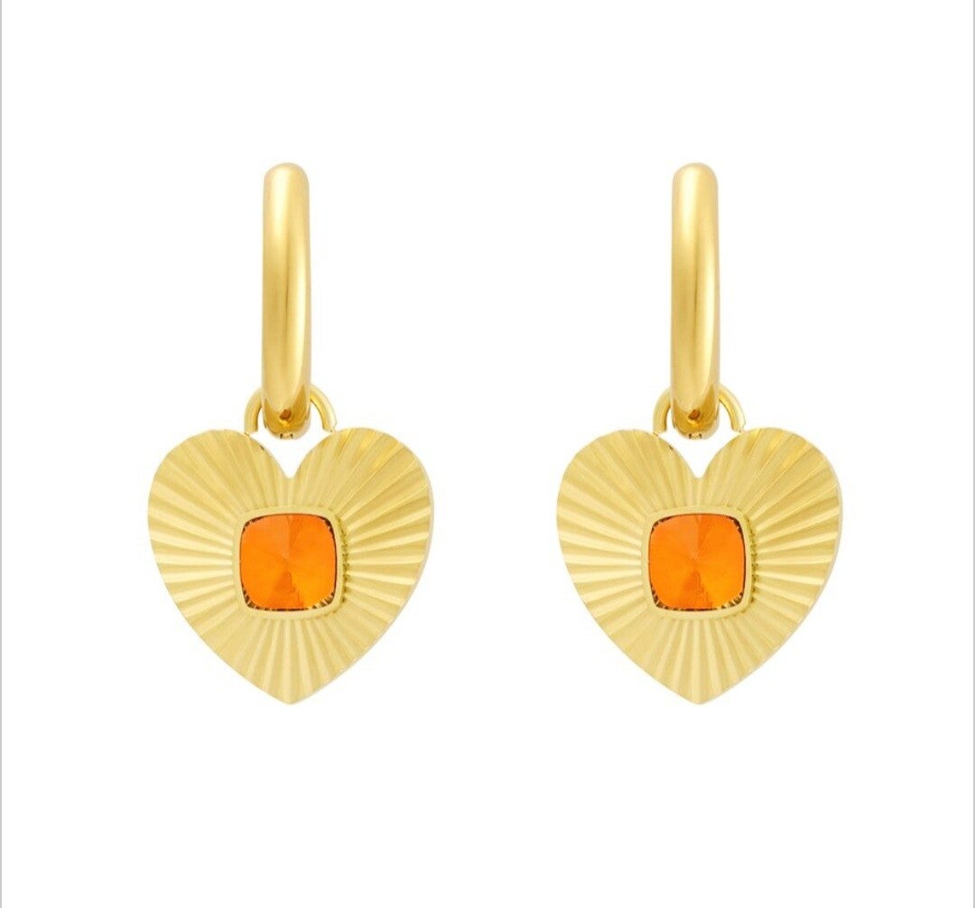 Orange Heart Oorbel