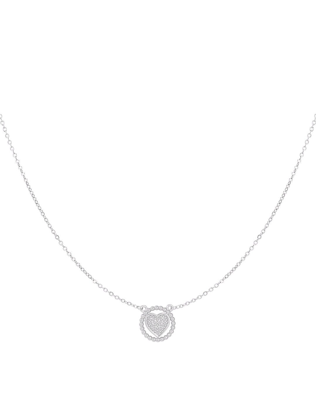 Round Heart Ketting Zilver