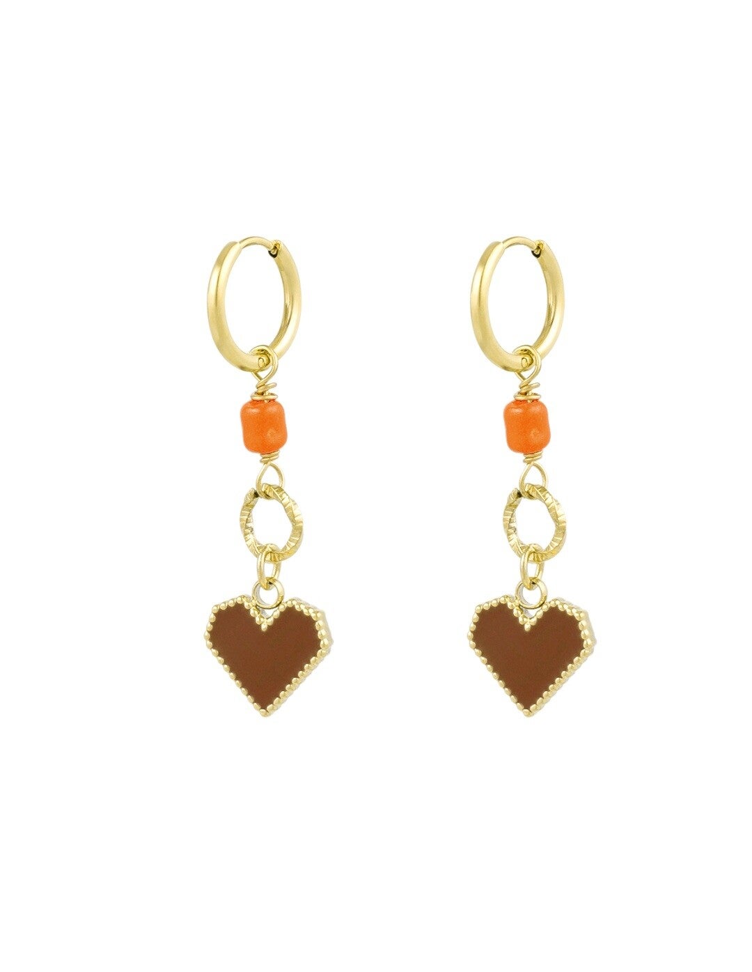 Brown Heart Oorbel