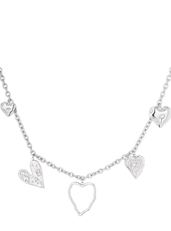 Zilver hearts Ketting