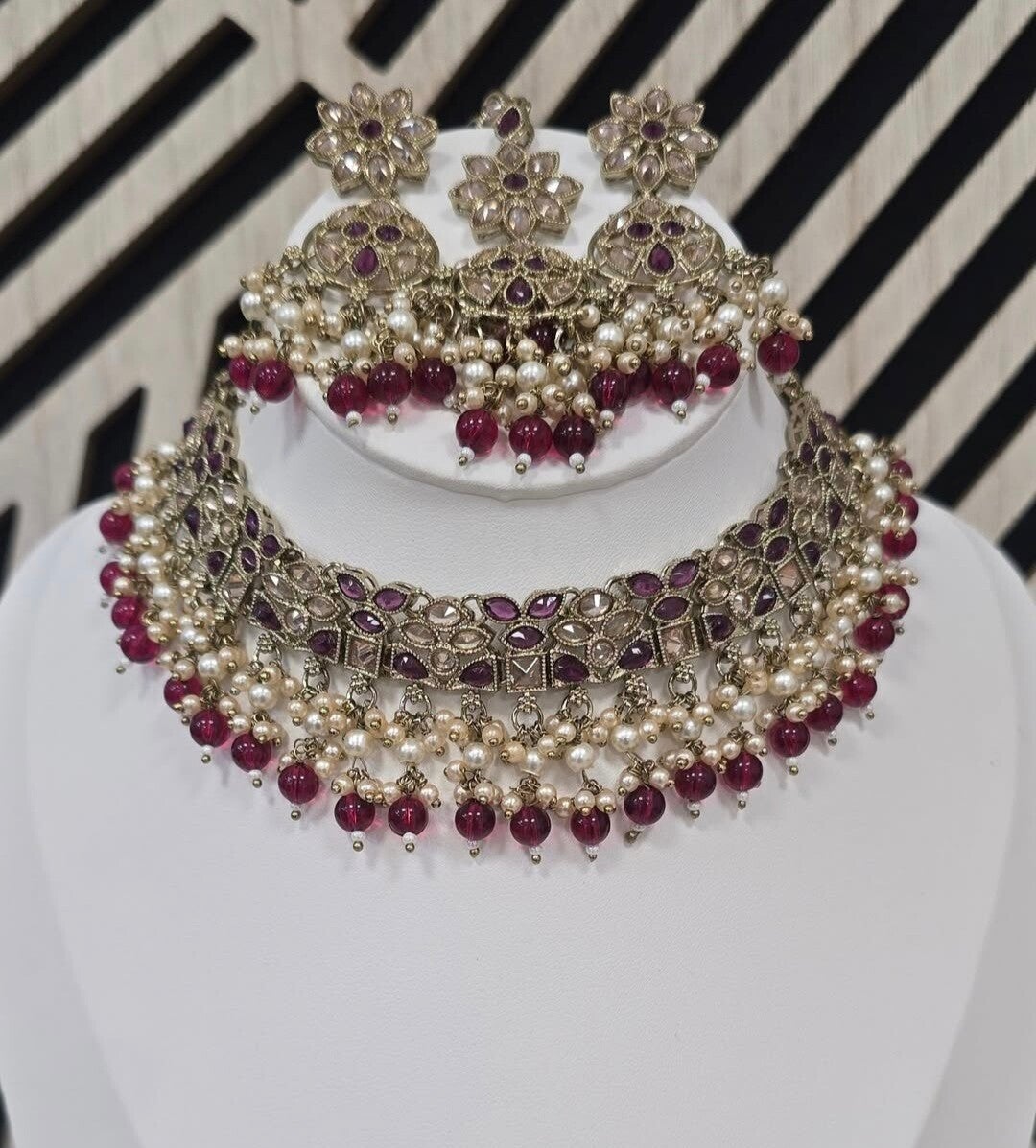 Necklace Set Aanya Donker Paars