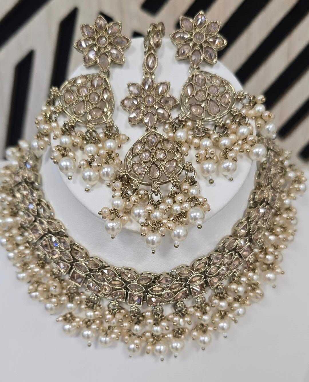 Necklace set Aanya Wit/Champagne