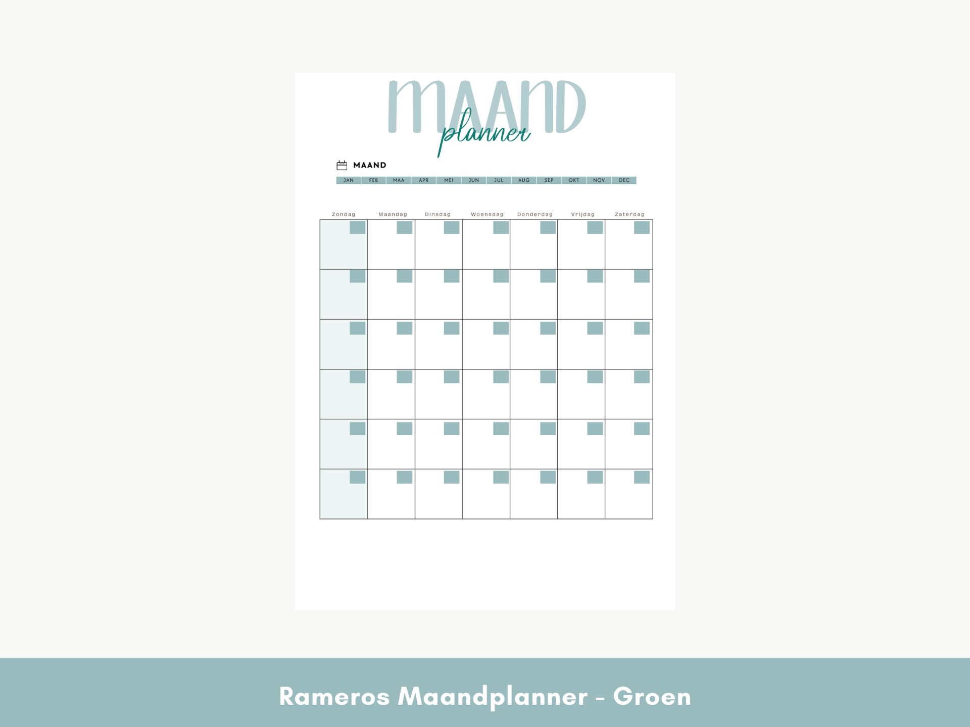 Printable - Maand Planner - Groen