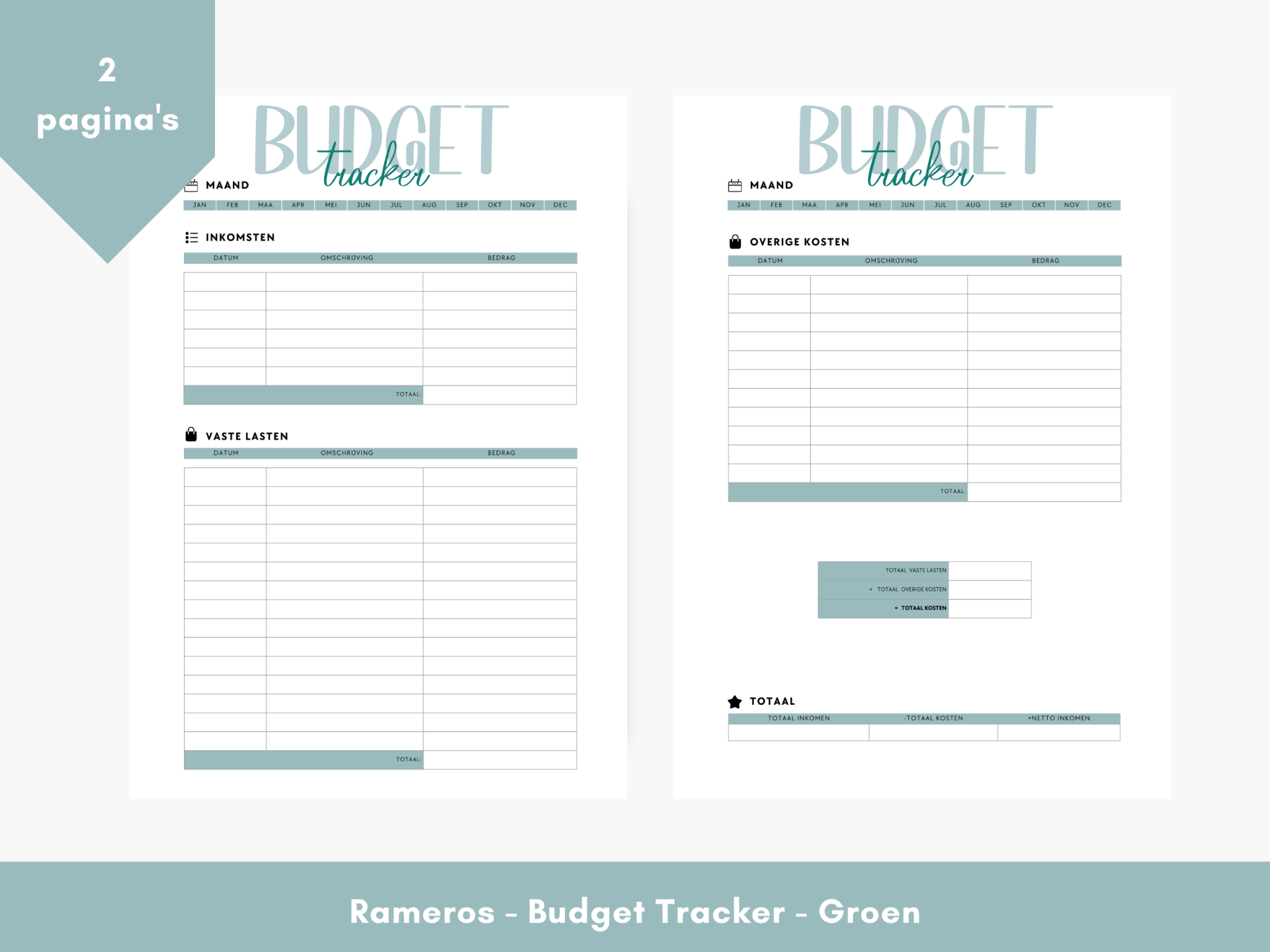 Printable - Budget Tracker - Groen