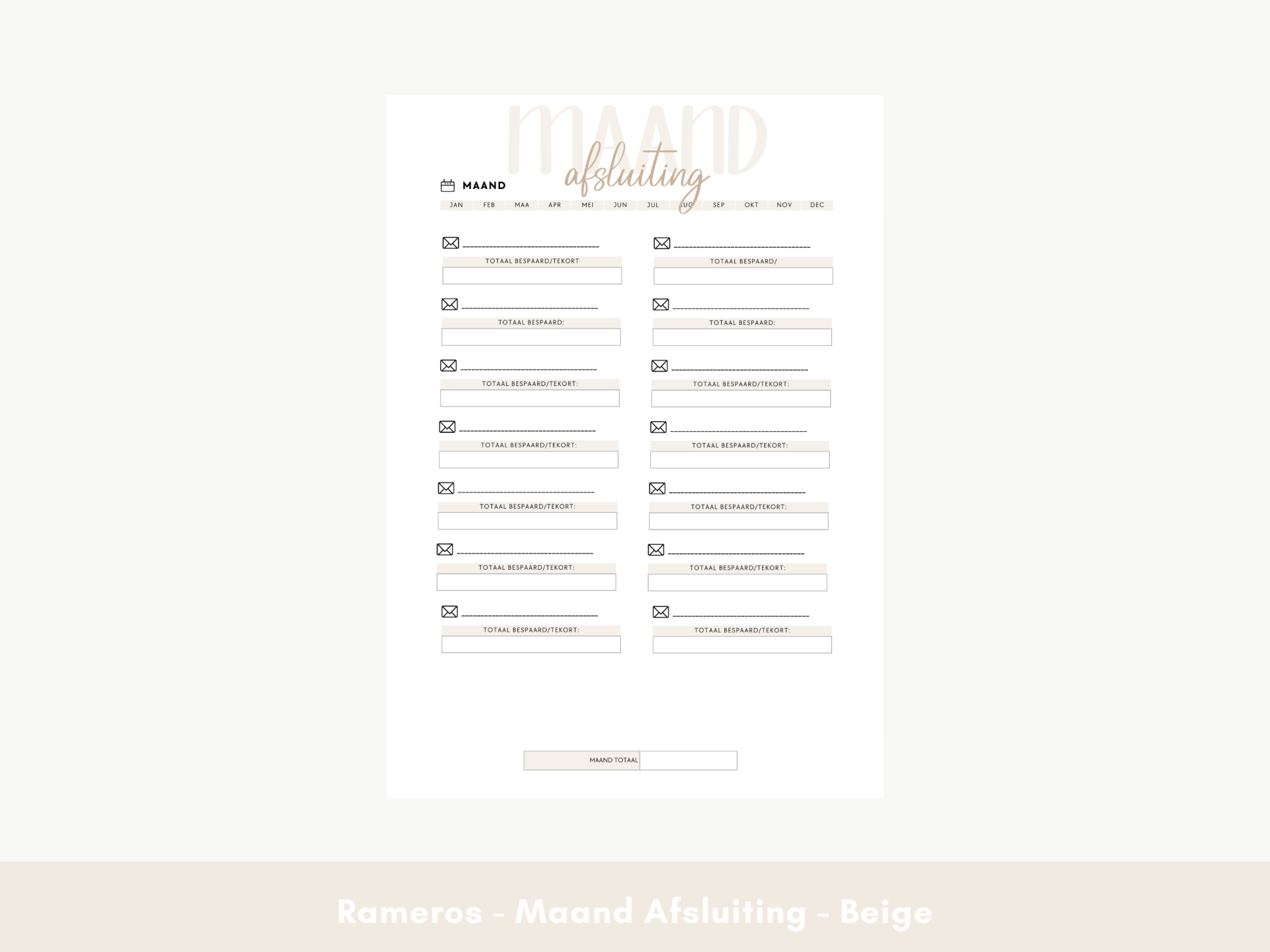 Printable - Maand Afsluiting - Beige