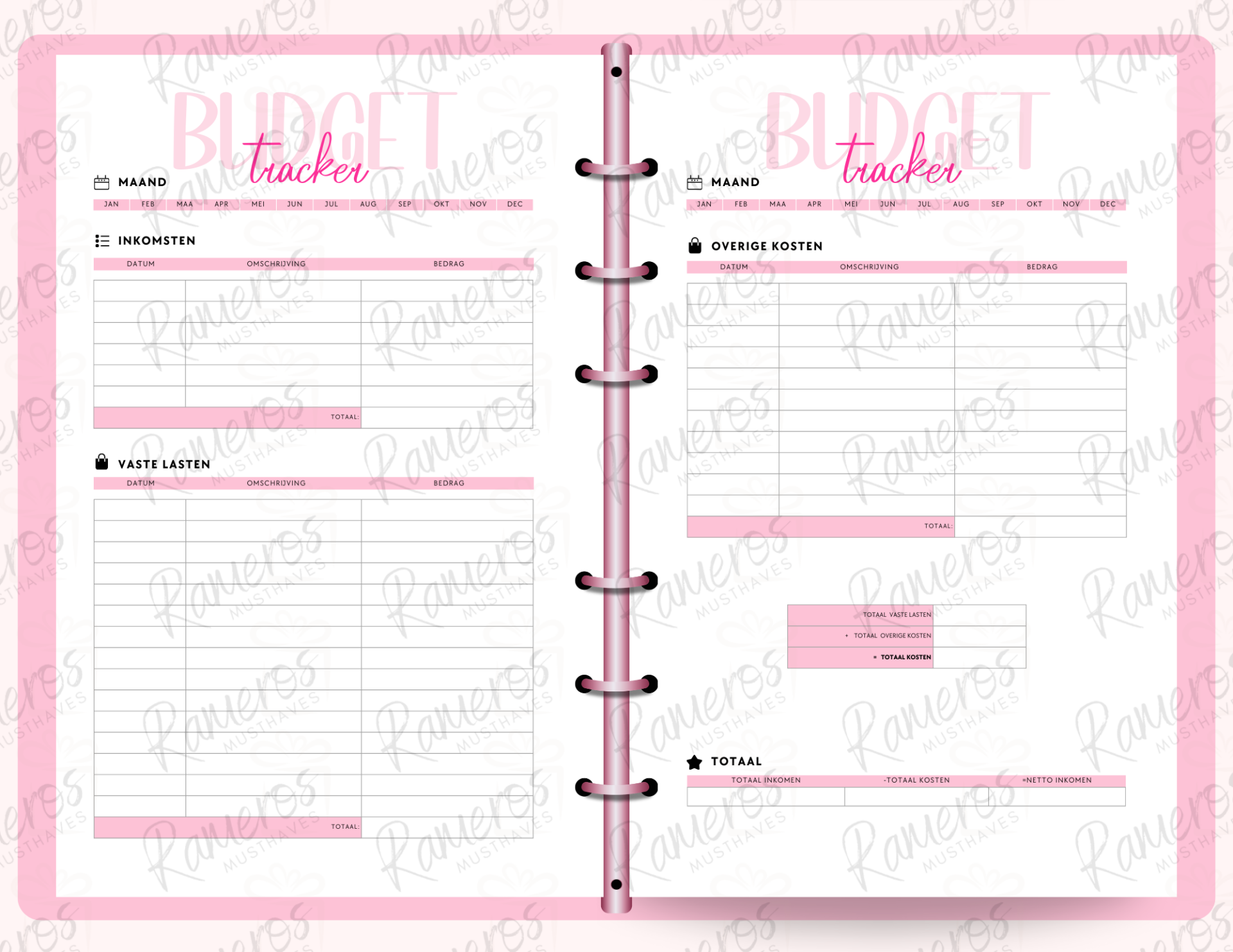 Budget Planner Digitaal - Roze