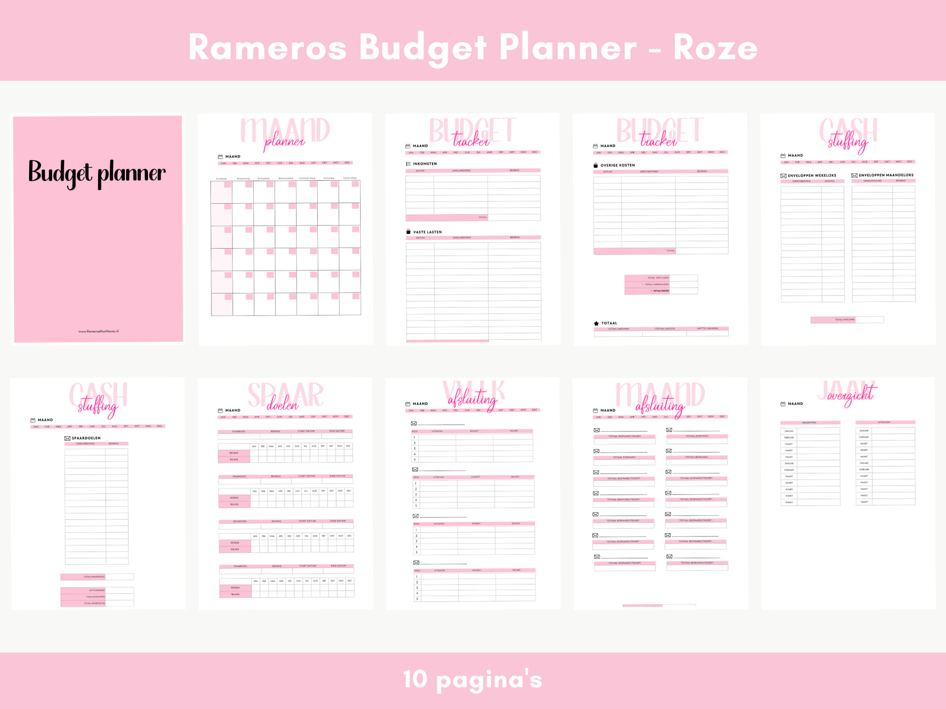 Rameros Budget Planner - Printable Roze