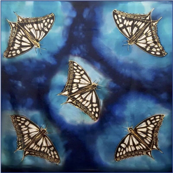Brillentuch klein Schmetterlinge blau