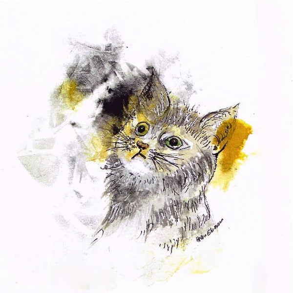 Brillentuch klein Katze braun