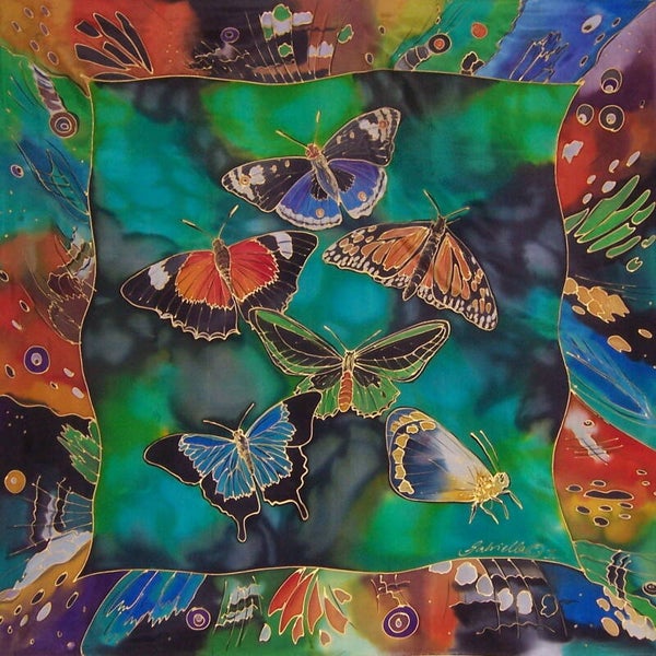 Brillentuch klein Schmetterlinge & Rand