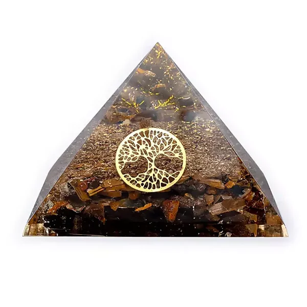 Pyramide Oeil de tigre avec Arbre de vie