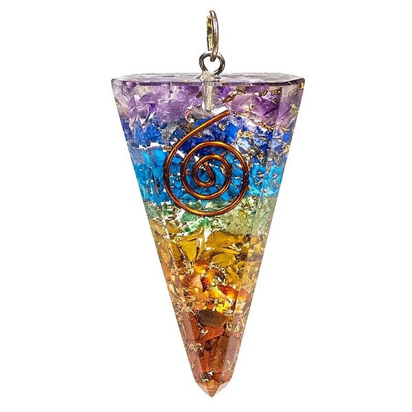 Orgonite pendentif conique multicouleur