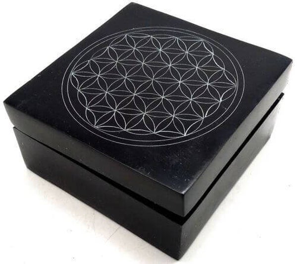 Boîte à Bijoux Pierre Carrée Fleur de Vie