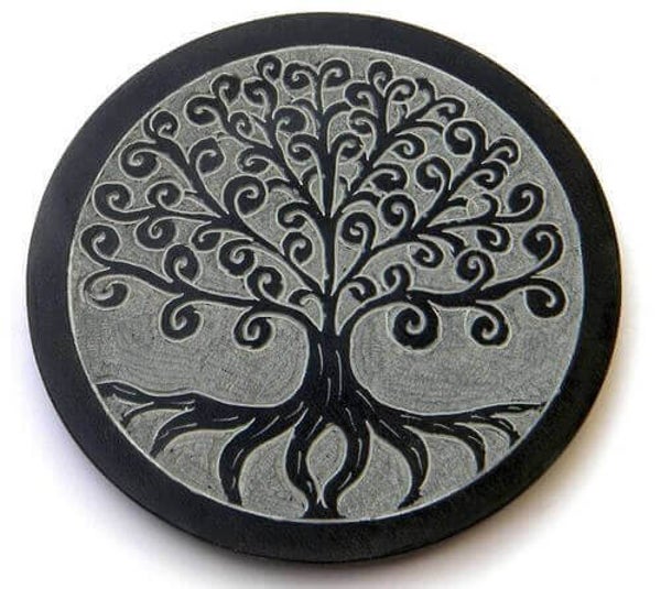 Porte-Encens Pierre Rond Arbre de Vie Racines 10cm