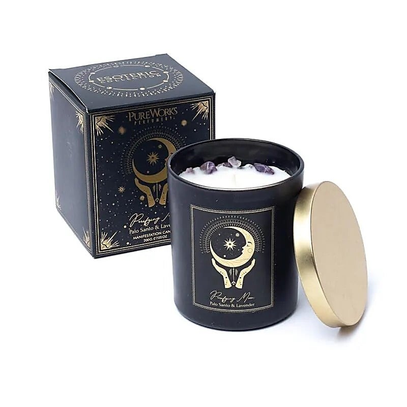 Bougie d'intention Purifying Moon en verre avec couvercle