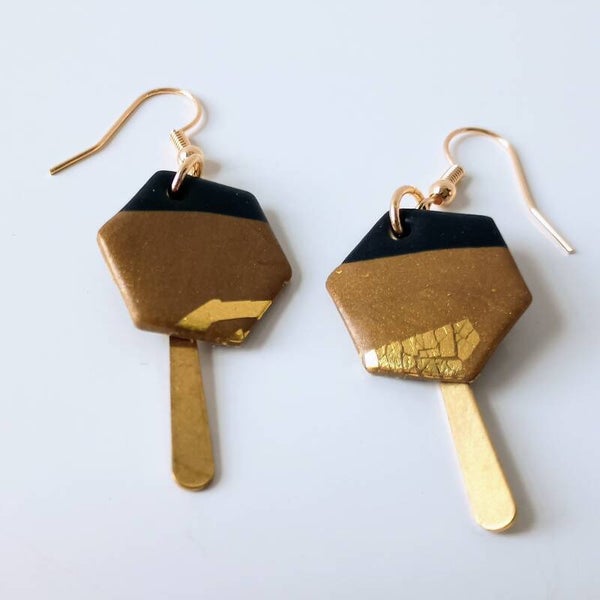 oorbellen zwart-caramel