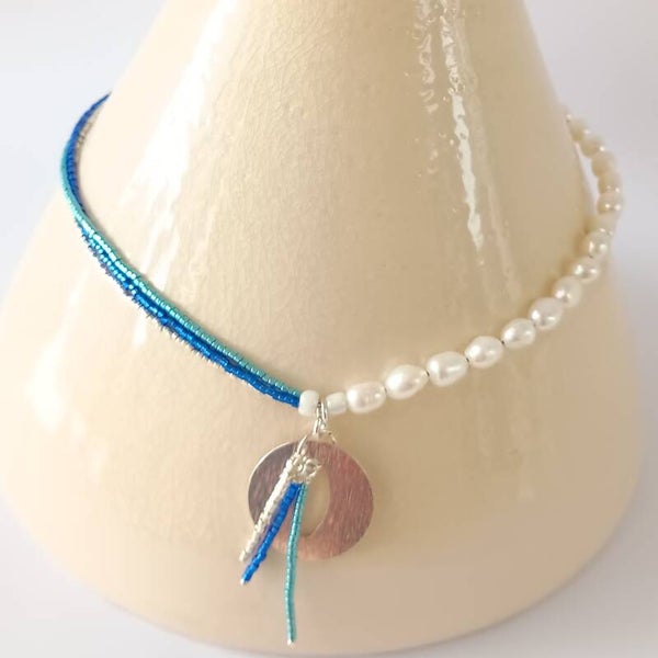 ketting blauw  met hanger