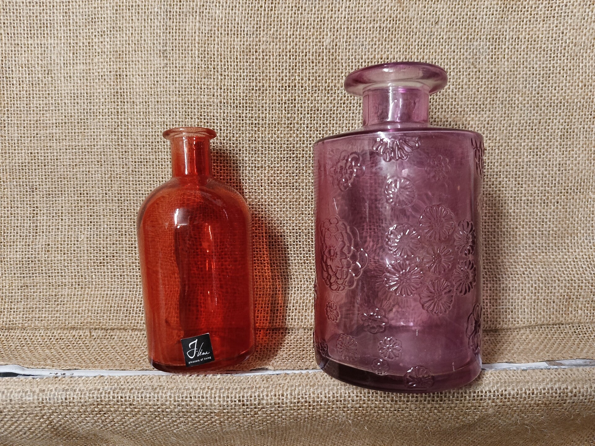 Lot de 2 flacons en verre