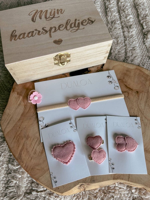 Cadeauset Eerste Haaraccessoires & Haarspeldjeskistje - Roze
