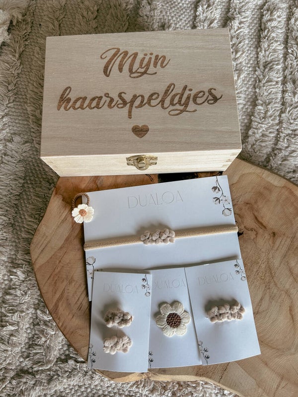 Cadeauset Eerste Haaraccessoires & Haarspeldjeskistje - Bloem