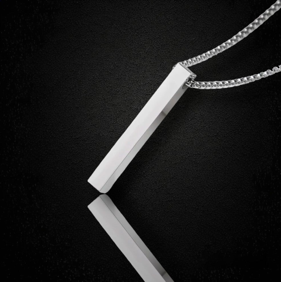 Stainless Steel Necklace Pendant Pattern Pillar Silver.