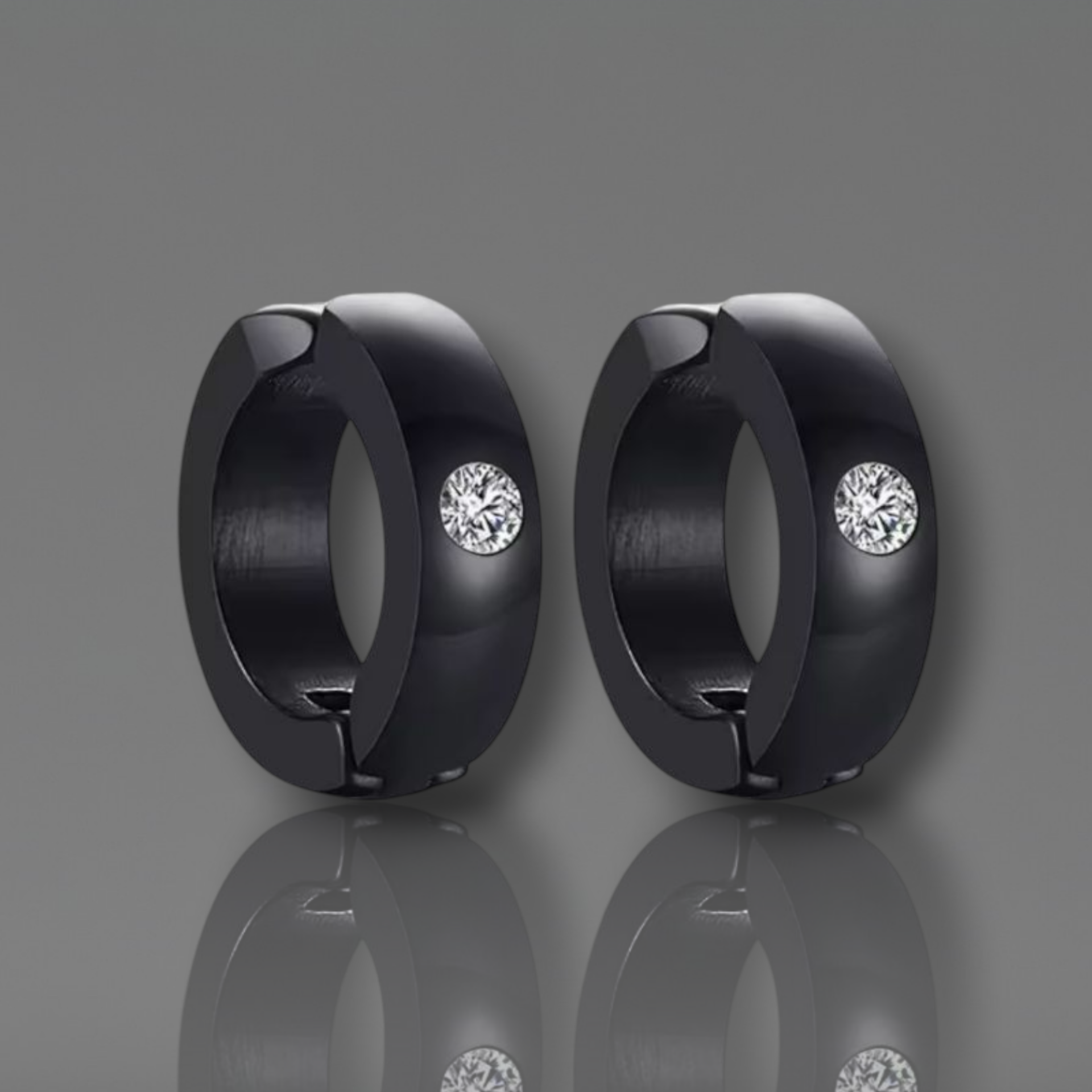 Punk earrings with AAA CZ stones. Black