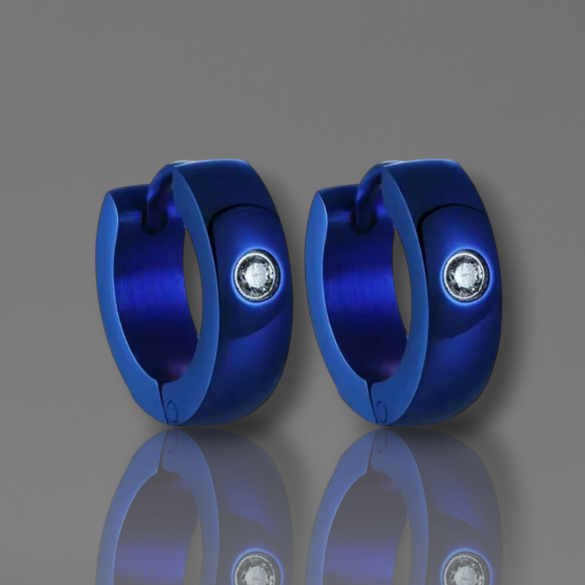 Punk Earrings with AAA CZ Stone. Blue