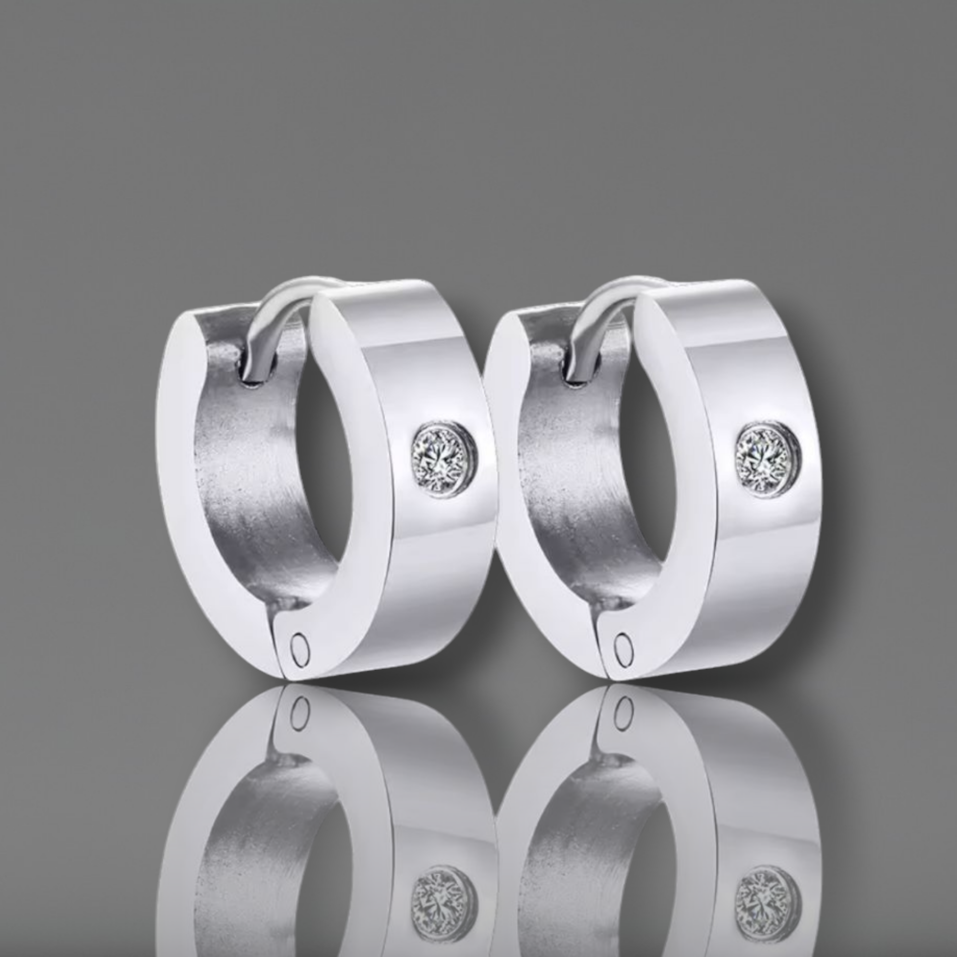 Punk earrings with AAA CZ stones. Silver