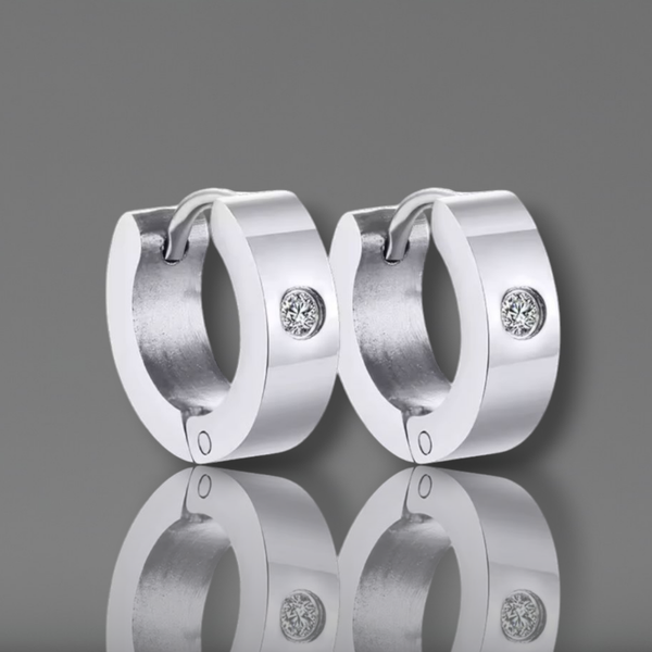 Punk earrings with AAA CZ stones. Silver