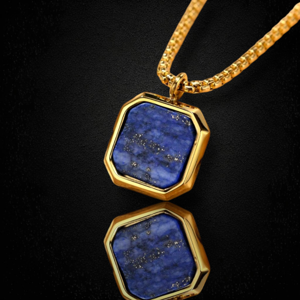 Stainless Steel Collar. Square of geometric polygon. Gold