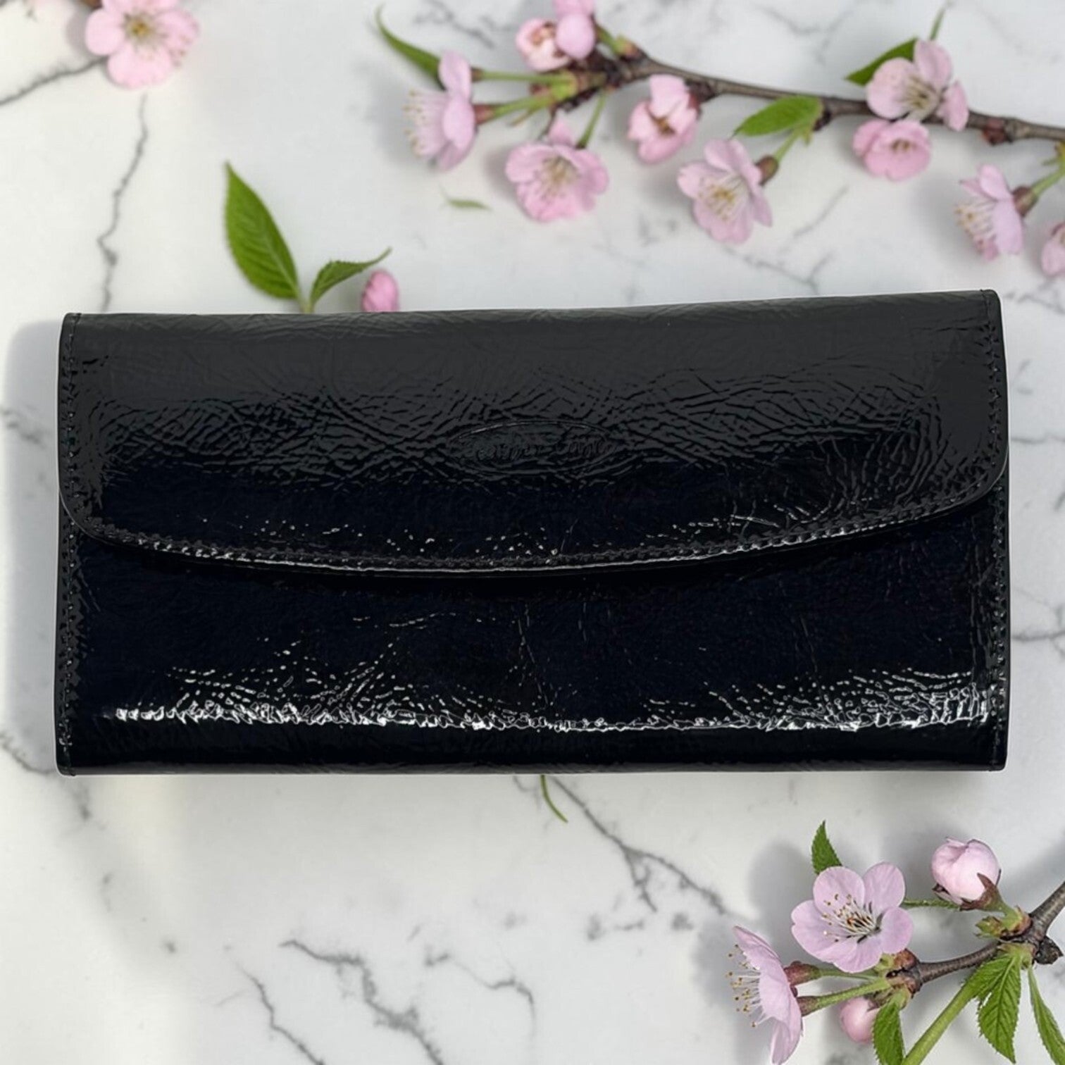 Women's Leather Wallet Black Charol