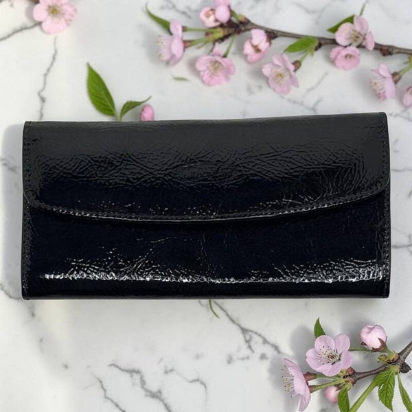 Women's Leather Wallet Black Charol