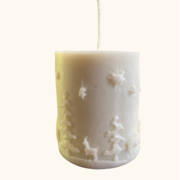 Kerst kaars rond - wit