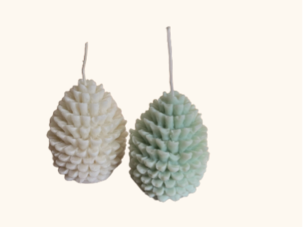 Dennenappel gesloten - wit & turquoise