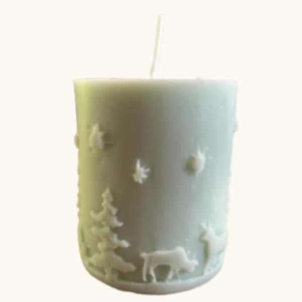 Kerst kaars rond - turquoise