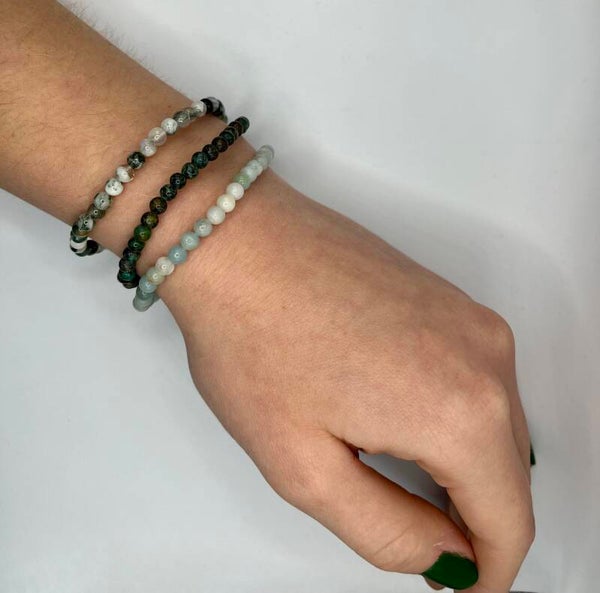 Dames armbandjes, Mokaiet, Boomagaat, Amazoniet en Turqaas