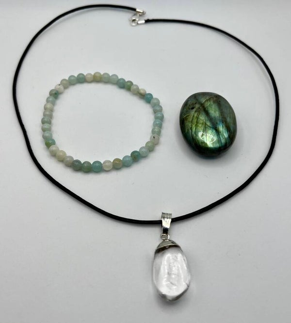 HSP Edelstenen set, armbandje, ketting en steen