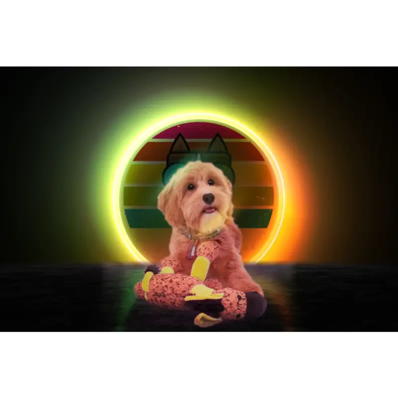 Retrodog Donkey geel, hondenspeelgoed, knuffel