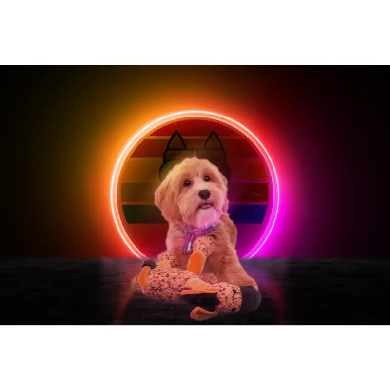 Retrodog Donkey oranje, hondenspeelgoed, knuffel