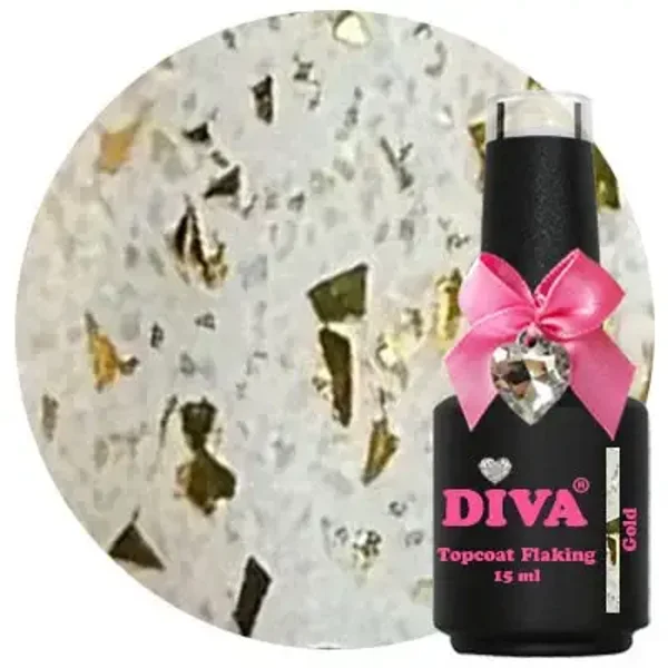Diva Topcoat Flaking Gold - No Wipe 15 ml