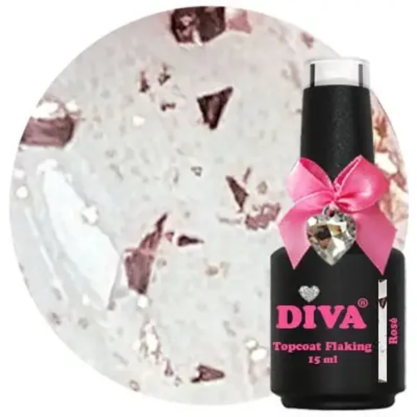 Diva Topcoat Flaking Rose - No Wipe 15 ml