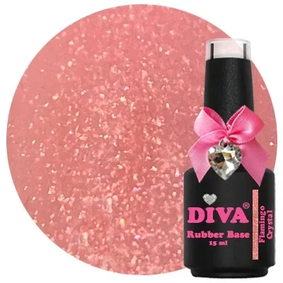 DIVA Rubber Basecoat Flamingo Crystal 15 ml