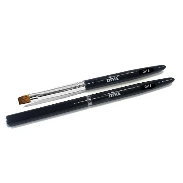 DIVA Gel Penseel #8 - Zwart met dop - 7 mm